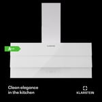 Cooker Hood 90 cm Angled Extractor Fan Chimney Hood Kitchen Glass Touch White