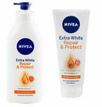 Nivea Extra Bright Repair and Protect Lotion 525ml + Serum 320ml SPF50