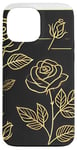 Coque pour iPhone 13 Pro Max Rose florale botanique, style minimaliste