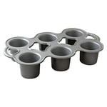 Nordic Ware Grand Popover Cake Tin, Cast Aluminium 6 x 3/4 Cup Muffin Tray, Non-Stick Pan Made in the USA, Colour: Graphite