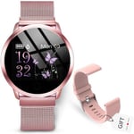 Montre Connectée pour Femmes Homme Sport Avec IP67 Etanche Multifonction Cardio Oxymètre Podomètre pour iOS Android-Rose