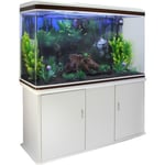 MonsterShop – Aquarium de 300 Litres, Kits et Accessoires de Démarrage, Plantes, Graviers, Meuble blanc, d'une dimension totale de 143,5 cm de Haut x