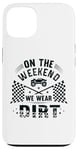 Coque pour iPhone 13 Dirt Track Racing le week-end, nous portons un pilote de voiture Dirt Race