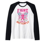 breast cancer awareness FIGHT LIKE A BUTTERFLY Raglan Baseball Tee