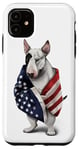 Coque pour iPhone 11 Bull Terrier Dog Patriot Wrap dans le drapeau des États-Unis Amérique