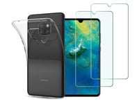 Huawei Mate 20 - Case Cover Gel TPU Flexible Shockproof +2 Films Toughened Glass