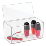 iDesign Rangement Maquillage avec Couvercle, Boîte à Bijoux de Taille Moyenne en Plastique sans BPA, Boîte de Rangement Empilable, Transparent