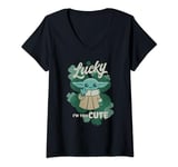 Star Wars Mandalorian Grogu Lucky I’m This Cute Green T-Shirt avec Col en V