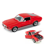 FORD MUSTANG GT 1967 RED 1:24 Welly Auto Stradali Die Cast Modellino