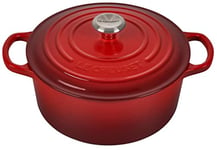 Le Creuset Cocotte Signature en Fonte Émaillée avec Couvercle, 22 cm, Ronde, 3,3 L, 3,932 kg, Cerise, 21177220602430