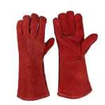 Lourd Devoir Grand Cuir Résistant à Chaleur Résistant à Chaleur Doublé Gantelets de Soudeurs Gants pour Poêle à Bois Brûleur à Bûches Barbecue, Gants