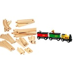 BRIO World - Expansion Pack - Intermediate Wooden Train Track for Kids Age 3 Years Up & Accessories & World - Safari Train for Kids Age 3 Years Up - Compatible with all Railway Sets & Accessories