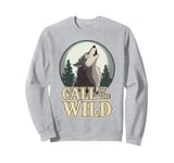 Call of the Wild Howling Wolf Under Full Moon Sweatshirt