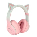 Cat Ear Bluetooth pelikuulokkeet Langattomat taitettavat musiikkikuulokkeet LED-valolla irrotettavalla mikrofonilla 3,5 mm kaapeli vaaleanpunainen