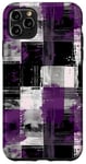 Coque pour iPhone 11 Pro Max Violet Abstrait Ethnique Noir Gris Blanc Vichy Plaid