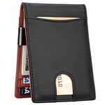 Pengar Clip Plånbok Herr Slim Front Pocket RFID Blockerande Korthållare Bifold Plånbok