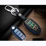 For Nissan Versa Maxima Altima Rogue Armada Sentra Murano,For Infiniti FX35 QX60, Luminous Leather Fob Cover Key Cases Smart Car Key