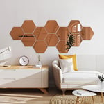 Ambiance Sticker Effet Miroir Autocollant Muraux Comme un Miroir Hexagones Rose Or Mirror-like Sticker Murale pour Bébé, Chambre d'enfant et Salon - Pack de 12 Stickers