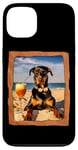 Coque pour iPhone 13 Doberman se détendre sur la plage avec boisson