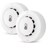 Sdlogal - Détecteur de fumée WiFi 2 Pack Capteur de température et humidité, thermomètre sans fil hygromètre, Tuya/Smart App, Alarme Incendie, pour