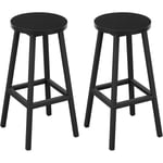 Lot de 2 Tabourets de Bar Klihome Siège Rond en Bois d'Ingénierie - Structure Métallique - Tabouret Fixe Haut - Chaise Haute Cuisine - Repose-Pieds