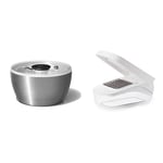 OXO Steel Salad Spinner & Good Grips Vegetable Chopper with Easy-Pour Opening, White, 10.7 x 26.2 x 16.5 cm