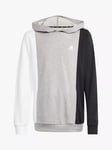 adidas Kids' Colour Block Hoodie, Grey/White/Black