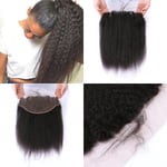 20INCH 13X6 WIDER LACE FRONTAL BRAZILIAN VIRGIN HUMAN HAIR KINKY STRAIGHTS 90g