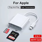 Adaptateur Otg 2 En 1 Usb Lighting Vers Tf Sd,Lecteur De Carte Pour Apple Iphone 14 13 12 Pro Max 3.0,Appareil Photo,Convertisseur De Transfert De Données Photo - Type White Sd Tf Card