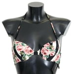 DOLCE & GABBANA Bikini Tops Multicolor Striped Rose Print Swimwear IT1 / XS