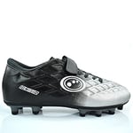 Optimum Junior Ignisio Football Boots - Flat Moulded Stud Outsole, Easy Fastening Astro Trainers - PU Leather, Flexible & Comfortable Fit Football Boots - Black/Silver, Size 1