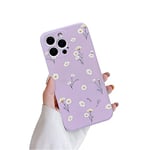 Ownest Compatible avec Coque iPhone 14 Pro Max Aesthetic Design Cover Silicone Case Mignon Fleurs Motif Daisy Femme Fille Antichoc TPU Housse de Protection Étui - Violet