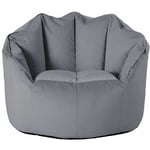 Icon - Pouf Fauteuil en Velours Sirena, Poufs de Salon, Chambre, Adultes, Gris Anthracite