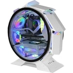 Mars Gaming MCORB Vit, Micro-ATX XL Gaming PC-fodral, anpassad cirkulär design, härdat dubbelglas