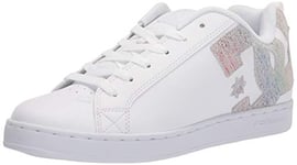 DC Femme Court Graffik Chaussures de Skate Basses décontractées, Blanc/Arc-en-Ciel, 41.5 EU