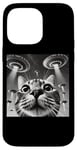 Coque pour iPhone 14 Pro Max Cat Selfie with UFO Weird 50s Photo