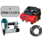 Lot Compresseur senco AC19306BL + Flexible 10mètres + Cloueur Makita AF506 + 25000 clous 15/22/30/38/50