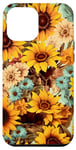 Coque pour iPhone 12 Pro Max Western Boho Turquoise Tournesols Rodéo Cowgirl Girl