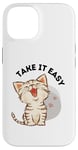 iPhone 14 Take it easy with cute cat and cat paws design Case