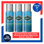 Brut Sport Style Long Lasting Efficacy Deodorant Body Spray 200 ml - Pack Of 3