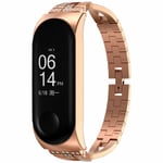 Xiaomi Mi Band 5/6 Smalt länkarmband med glittrande stenar, roséguld