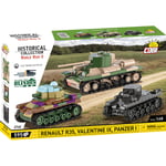 Cobi Historical Collection WWII Byggesett 595 Deler - Renault R35, Valentine IX, Panzer I