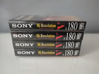 Sony Hi Resolution E 180 VHS Tapes x 4 Brand New and Sealed