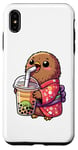 iPhone XS Max Kiwi Bird Drinking Bubble Tea Japanese Kimono Case