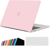 iNeseon Coque Compatible avec Macbook Air 13 Pouces A2337(M1)/ A2179/ A1932, Housse Cover Étui Rigide et Couvercle de Clavier pour 2021/2020/2019/2018 MacBook Air 13 Retina, Quartz Rose