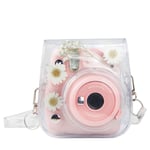 Camera Case Compatible with Fujifilm Instax Mini 11 Mini 8 Mini 8 Mini 9 Camera Bag Compatible With Instax Mini 11 Mini 8+ Mini 9 (Clear+Dried flowers)