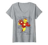 Marvel Iron Man Retro Portrait Sketch Background T-Shirt avec Col en V