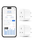 Smart Plug Works with Apple HomeKit Siri, Alexa, Google Home Refoss WiFi Smart Plug Socket with Energy Monitoring Remote Control Timer Plug No Hub Required 13A, 2 Pack