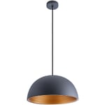 Suspension Lampe Suspendue Salle à Manger Cuisine Câble Textile 1,5 m Ø40,5cm Anthracite-Or, G95 tête de miroir boule argenté-700lm - Paco Home