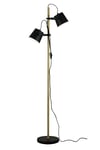 Aneta Lighting ESPRESSO golvlampe  svart/tre  2-arm med metallskjermer